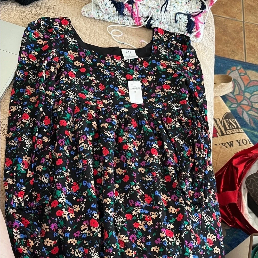 Gap  Black Floral Kids Dress Size M